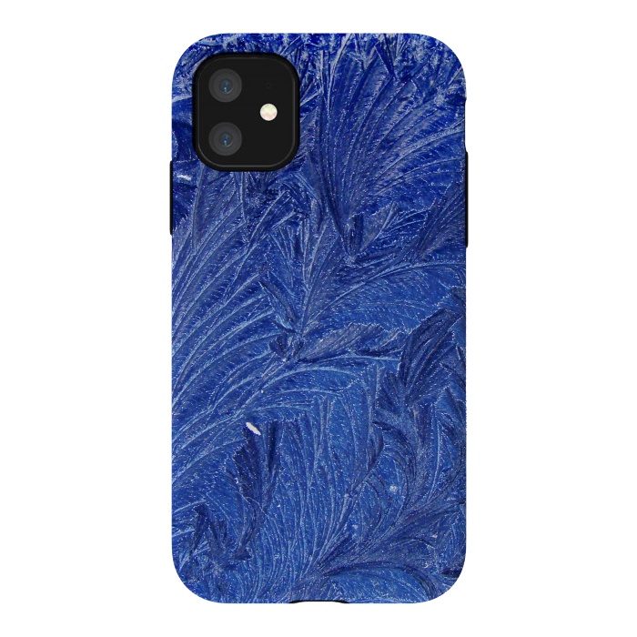 iPhone 11 StrongFit blue shaded leaves by MALLIKA