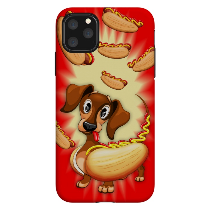 iPhone 11 Pro Max StrongFit Dachshund Hot Dog Cute and Funny Character by BluedarkArt