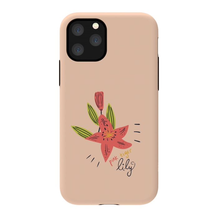 iPhone 11 Pro StrongFit pink tiger lily flowers by Lovi Dianti