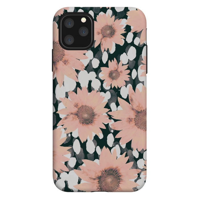 iPhone 11 Pro Max StrongFit Pink flower petals and paint dots by Oana 