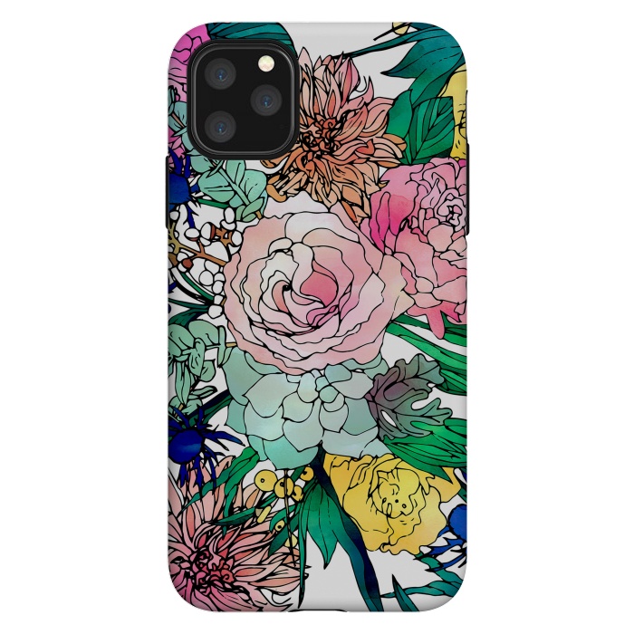 iPhone 11 Pro Max StrongFit Stylish Colorful Watercolor Floral Pattern by InovArts