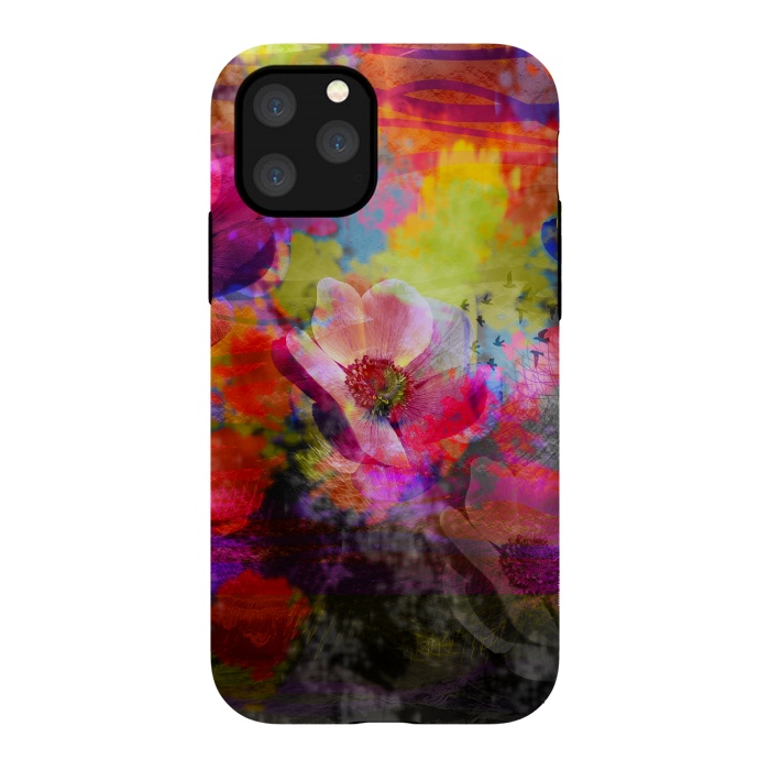 iPhone 11 Pro StrongFit Floral multicolour abstract digital flowers pink by Josie