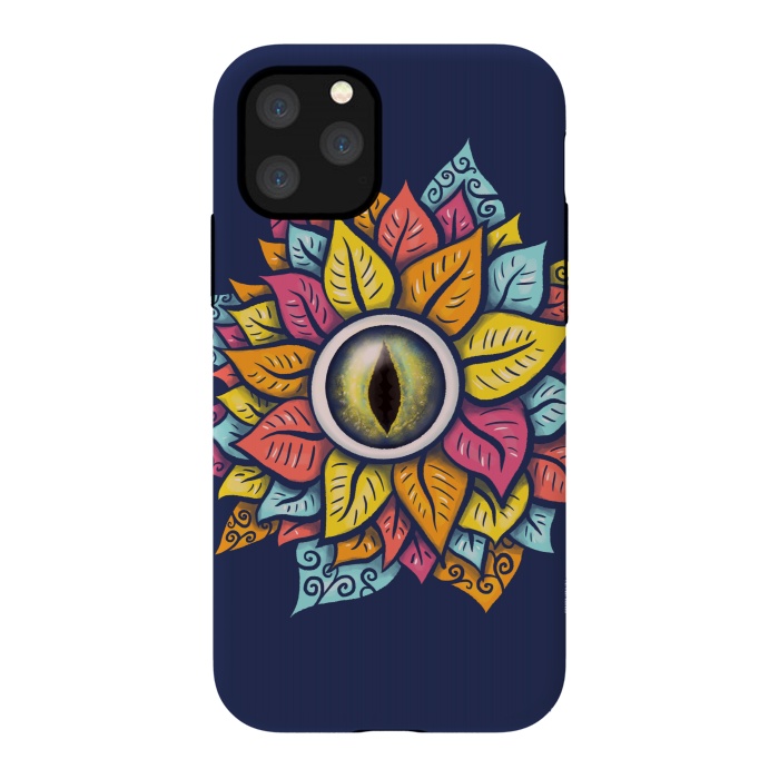iPhone 11 Pro StrongFit Colorful Reptile Eye Flower Fun Weird Digital Art by Boriana Giormova