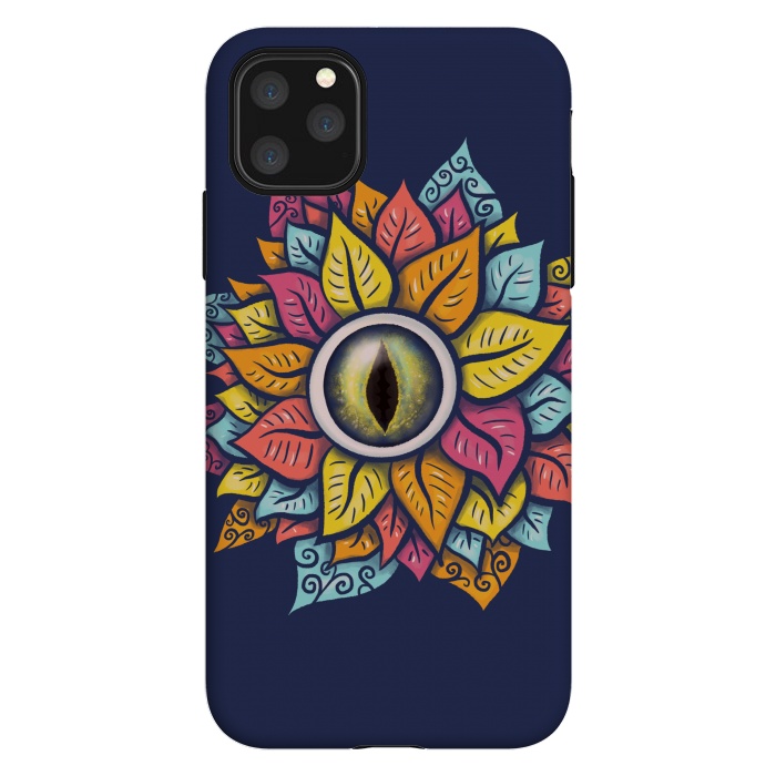 iPhone 11 Pro Max StrongFit Colorful Reptile Eye Flower Fun Weird Digital Art by Boriana Giormova