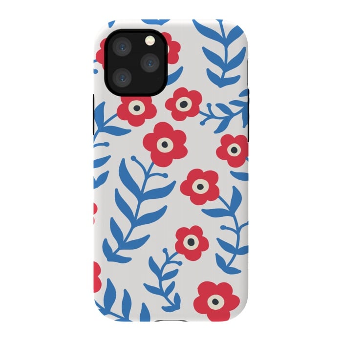 iPhone 11 Pro StrongFit Red flowers and blue leaves by Winston