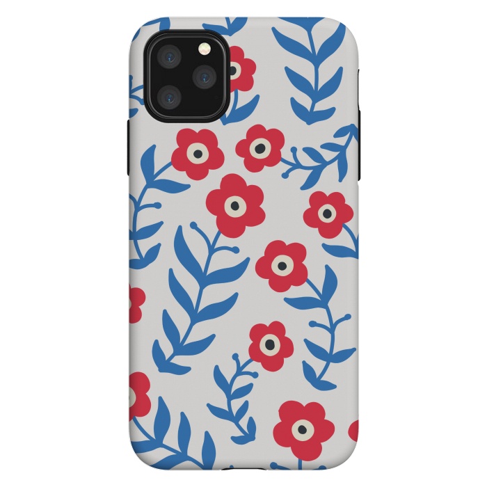 iPhone 11 Pro Max StrongFit Red flowers and blue leaves by Winston