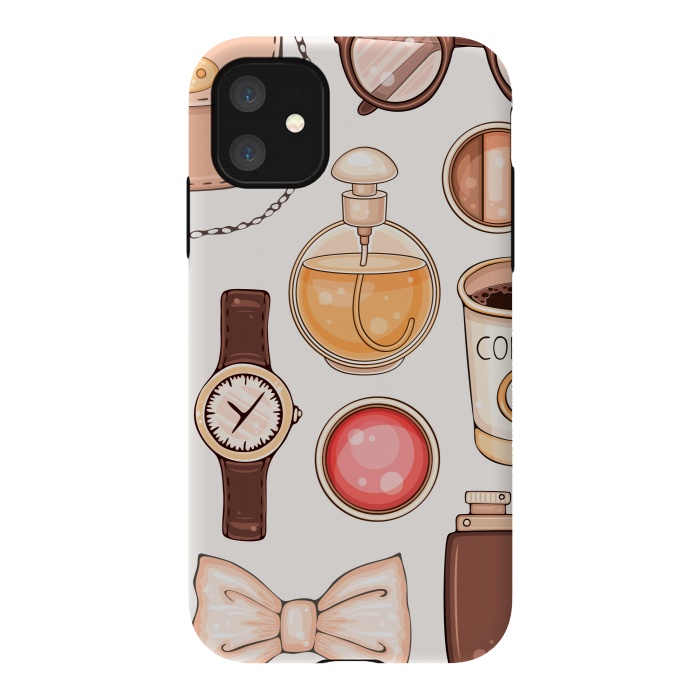 iPhone 11 StrongFit Fashion set of Woman's Accessories and Cosmetics by ArtsCase