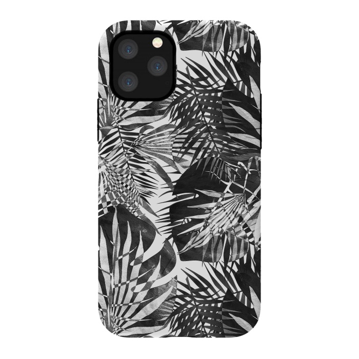 iPhone 11 Pro StrongFit Black and white tropical leaves illusion by Oana 