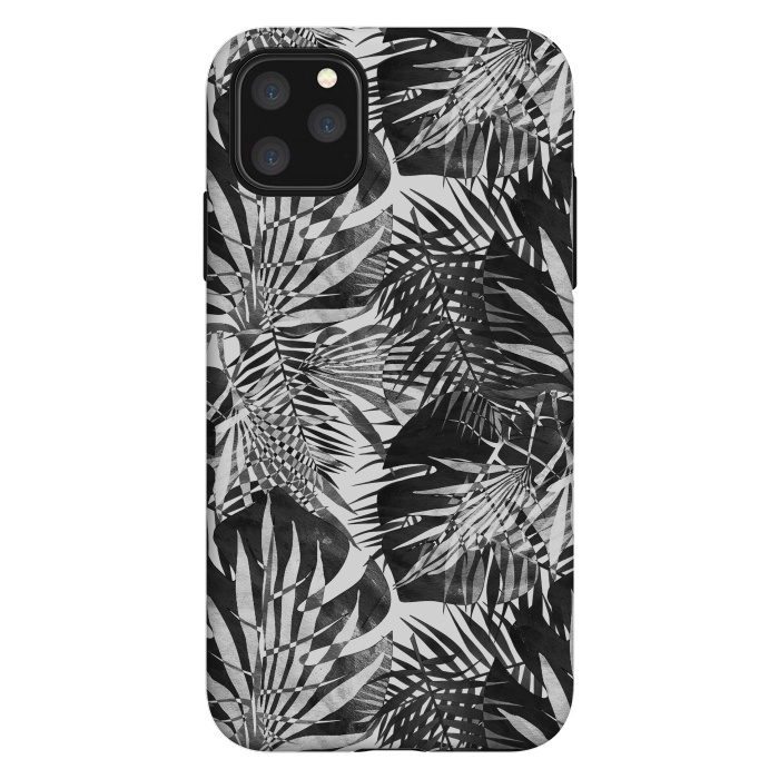 iPhone 11 Pro Max StrongFit Black and white tropical leaves illusion by Oana 