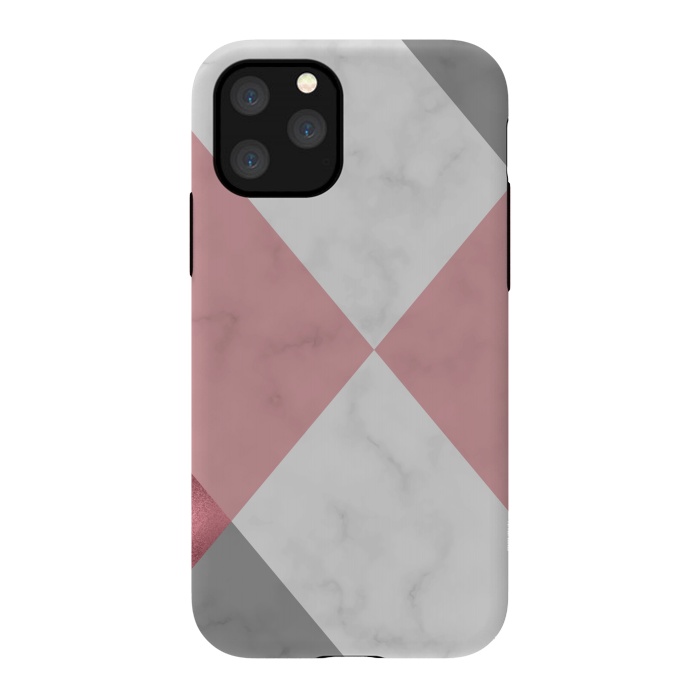 iPhone 11 Pro StrongFit Gray and Rose Marble Geometric design by ArtsCase