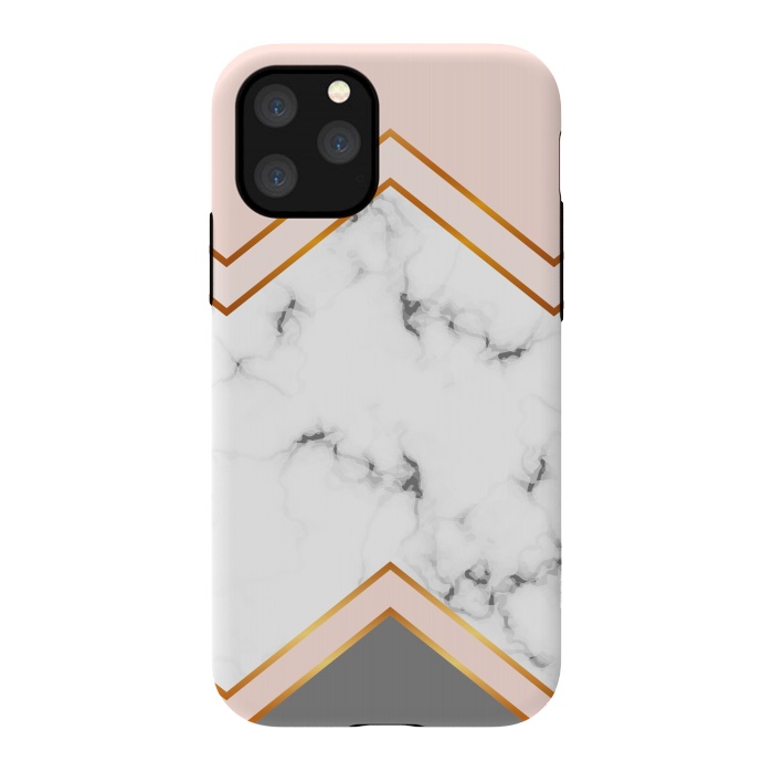 iPhone 11 Pro StrongFit Marble with geomtric figures and gold lines by ArtsCase