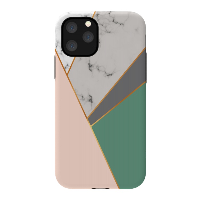 iPhone 11 Pro StrongFit Modern Geometric Design with golden lines by ArtsCase