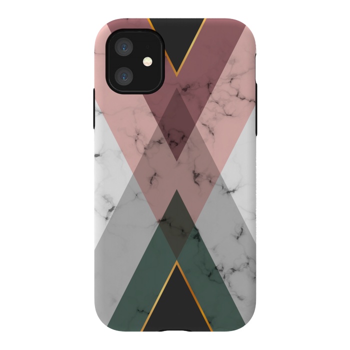 iPhone 11 StrongFit New Marble design with triangular figure and gold lines by ArtsCase
