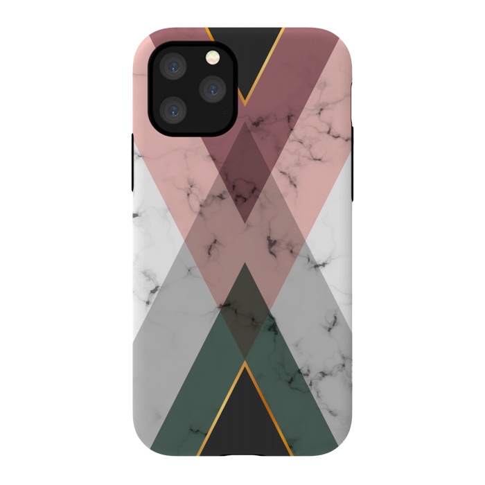 iPhone 11 Pro StrongFit New Marble design with triangular figure and gold lines by ArtsCase