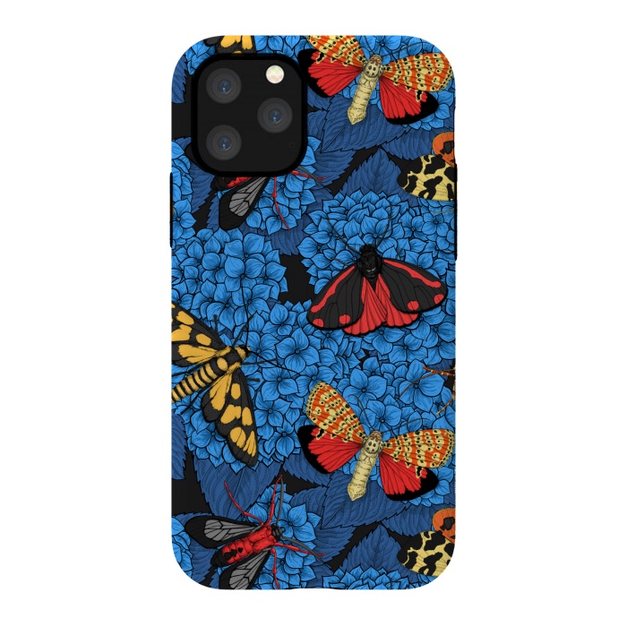 iPhone 11 Pro StrongFit Moths on blue hydrangea by Katerina Kirilova