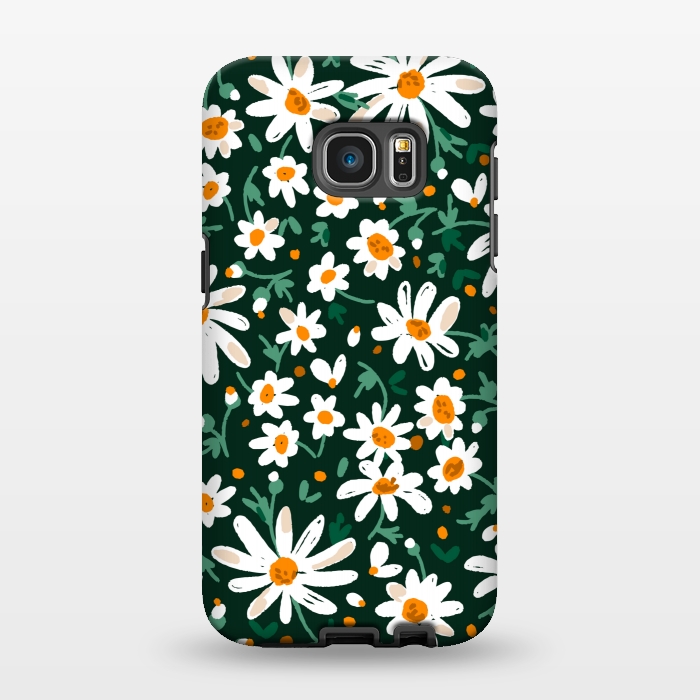 Galaxy S7 EDGE StrongFit WHITE FLORAL PRINT 2  by MALLIKA