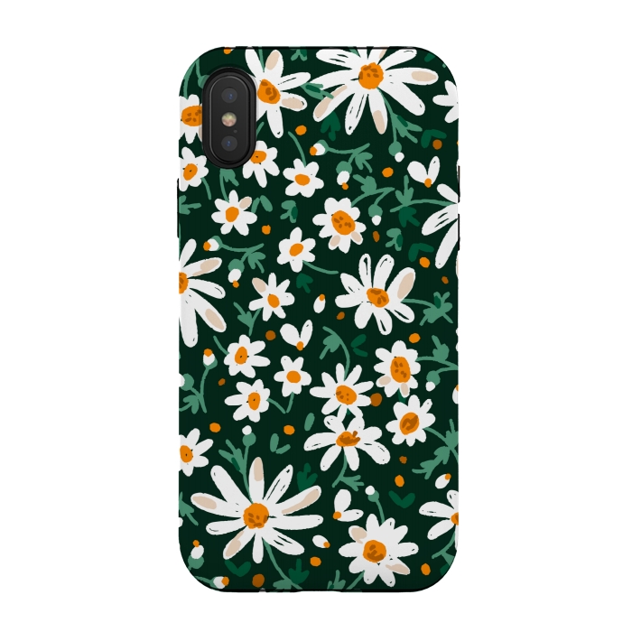 iPhone Xs / X StrongFit WHITE FLORAL PRINT 2  by MALLIKA