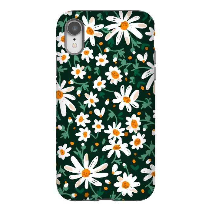 iPhone Xr StrongFit WHITE FLORAL PRINT 2  by MALLIKA
