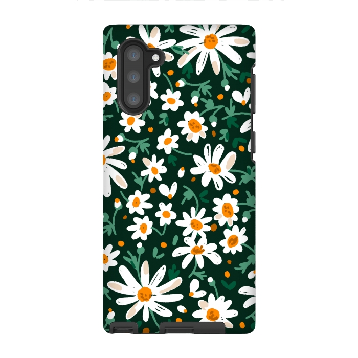 Galaxy Note 10 StrongFit WHITE FLORAL PRINT 2  by MALLIKA
