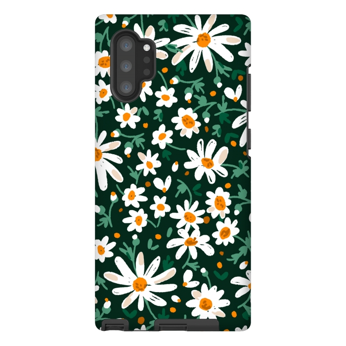 Galaxy Note 10 plus StrongFit WHITE FLORAL PRINT 2  by MALLIKA