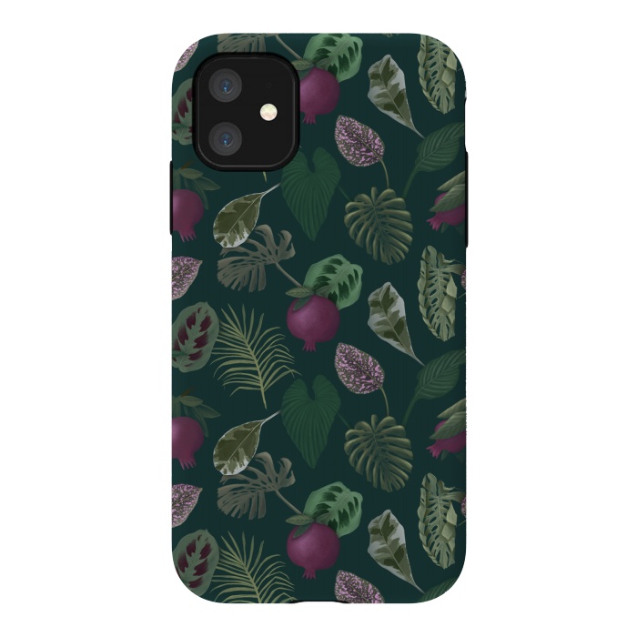 iPhone 11 StrongFit Pomegranates & Palm Leaves by Tishya Oedit