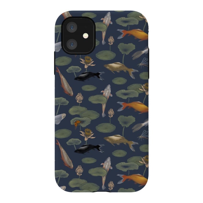 iPhone 11 StrongFit Water Lilies & Koi Fish by Tishya Oedit