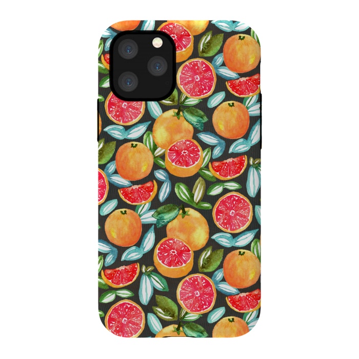 iPhone 11 Pro StrongFit Grapefruits on Navy  by Tigatiga