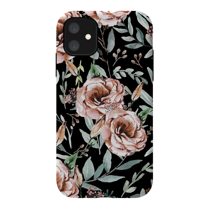 iPhone 11 StrongFit Floral Explosion Black by Anis Illustration