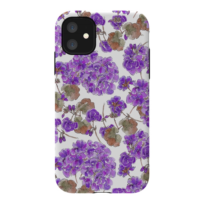 iPhone 11 StrongFit Purple Geranium by Anis Illustration