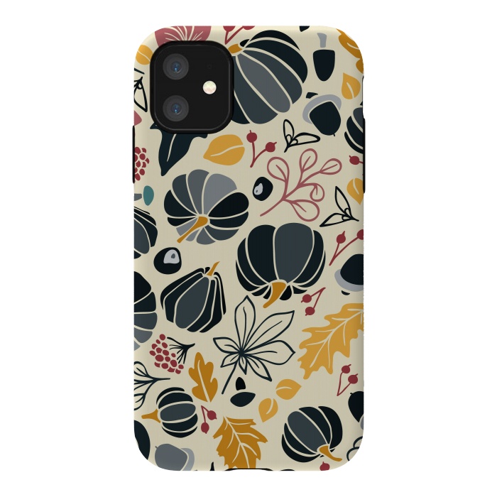 iPhone 11 StrongFit Fall Fruits in Navy and Yellow by Paula Ohreen