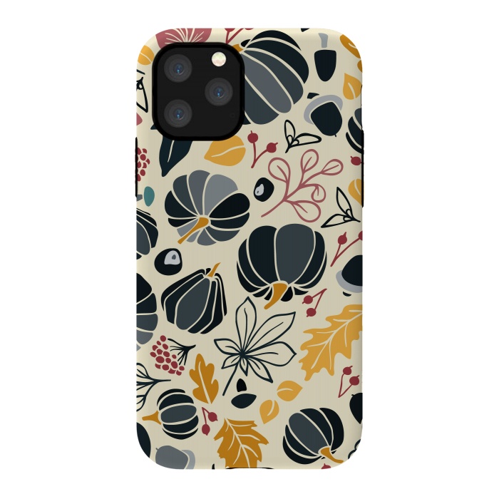 iPhone 11 Pro StrongFit Fall Fruits in Navy and Yellow by Paula Ohreen