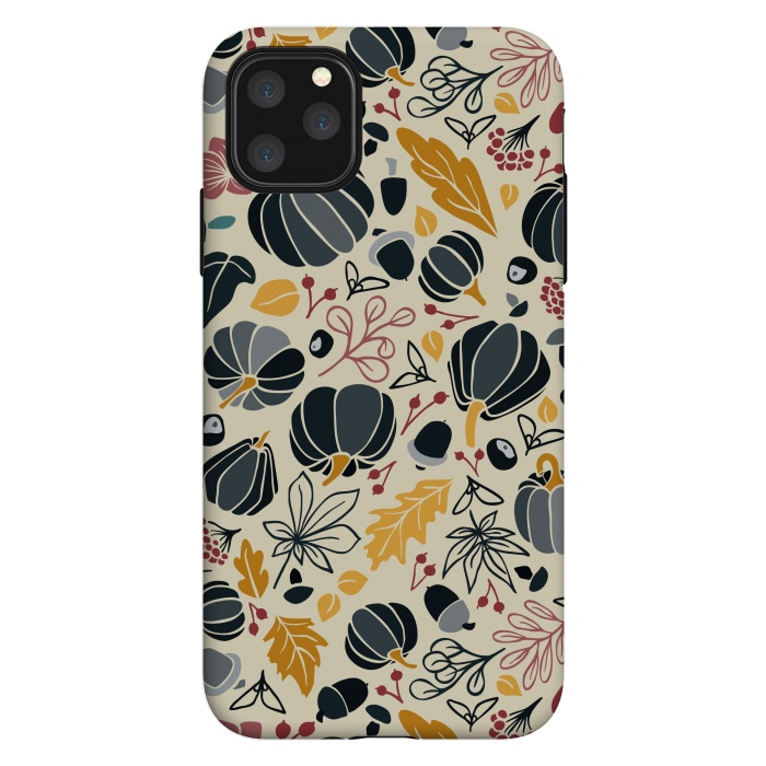 iPhone 11 Pro Max StrongFit Fall Fruits in Navy and Yellow by Paula Ohreen