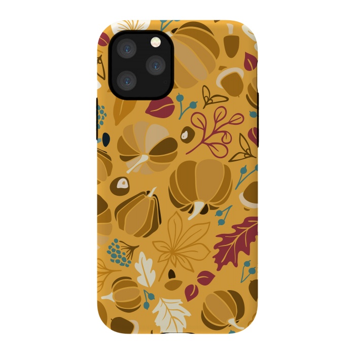 iPhone 11 Pro StrongFit Fall Fruits in Mustard and Red by Paula Ohreen