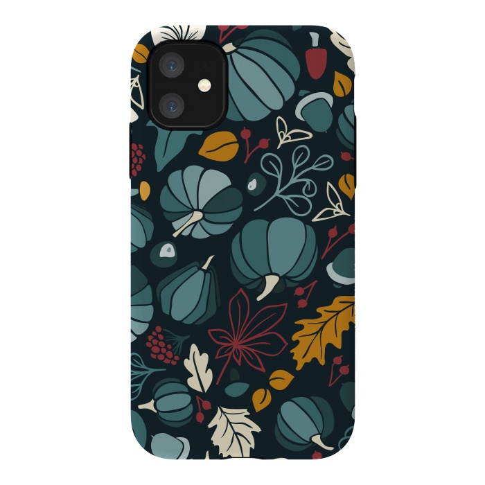 iPhone 11 StrongFit Fall Fruits in Navy and Red by Paula Ohreen