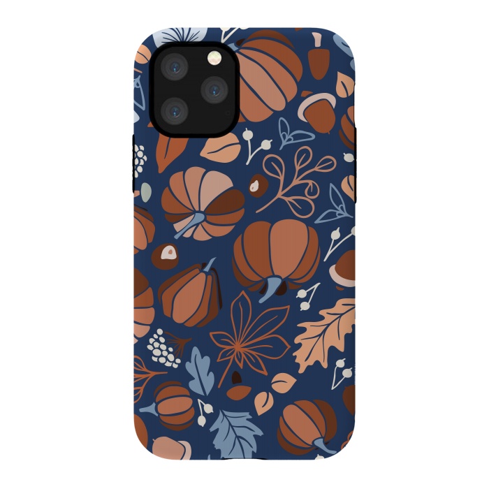 iPhone 11 Pro StrongFit Fall Fruits in Navy and Orange by Paula Ohreen