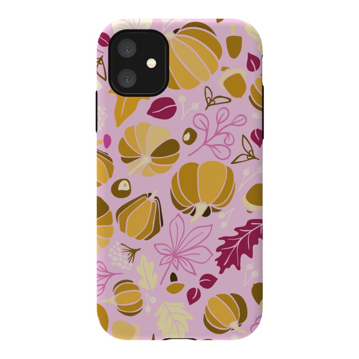 iPhone 11 StrongFit Fall Fruits in Pink and Orange by Paula Ohreen