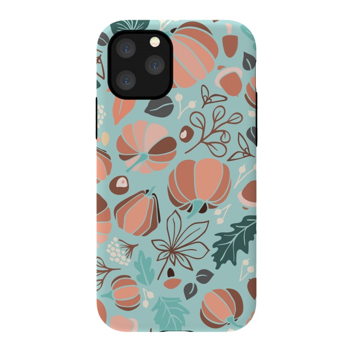 iPhone 11 Pro StrongFit Fall Fruits in Mint and Orange by Paula Ohreen