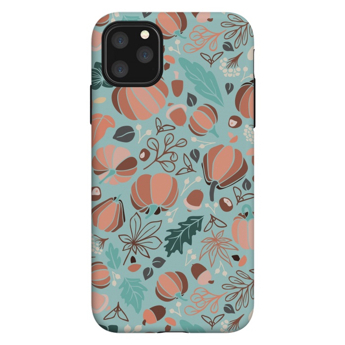 iPhone 11 Pro Max StrongFit Fall Fruits in Mint and Orange by Paula Ohreen