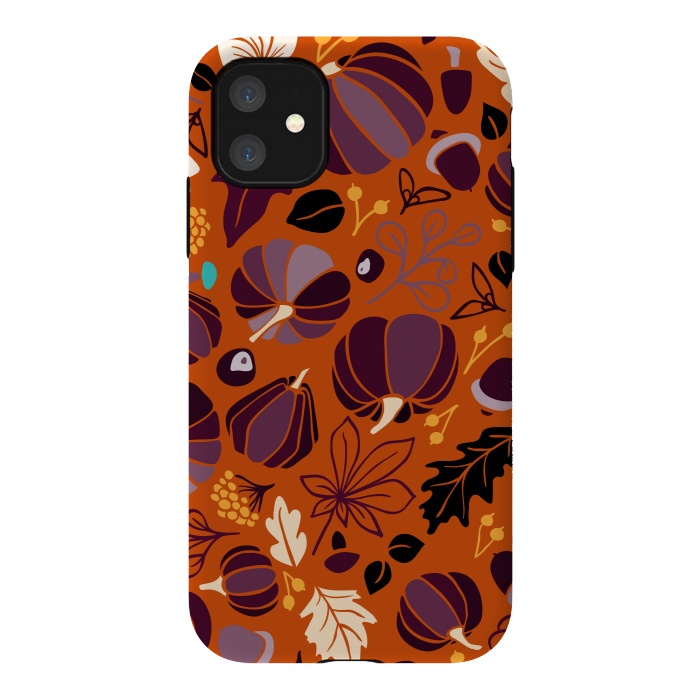iPhone 11 StrongFit Fall Fruits in Orange and Purple by Paula Ohreen