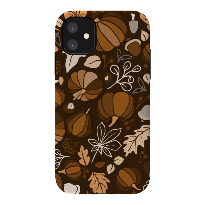 iPhone 11 StrongFit Fall Fruits in Brown and Beige by Paula Ohreen