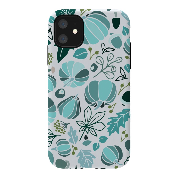 iPhone 11 StrongFit Fall Fruits in Blue and Green by Paula Ohreen