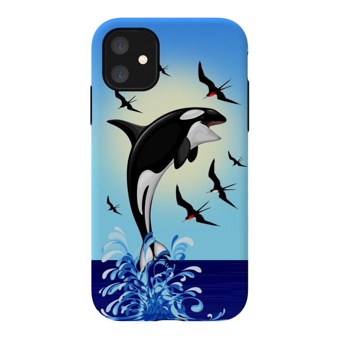 iPhone 11 StrongFit Orca Killer Whale jumping out of Ocean by BluedarkArt