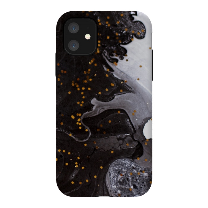 iPhone 11 StrongFit glitter marble black white by haroulita