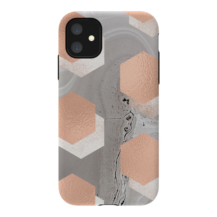 iPhone 11 StrongFit rose gold marble by haroulita