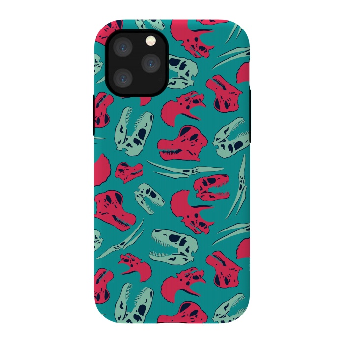 iPhone 11 Pro StrongFit Skull Roll - Teal by Melissa Lee