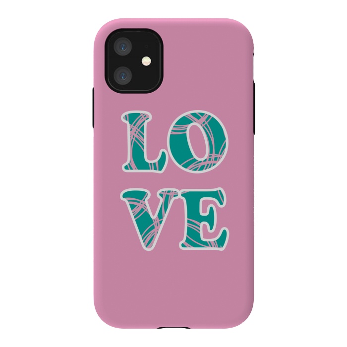 iPhone 11 StrongFit Pink Love Typo by Martina