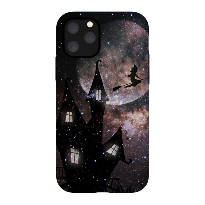 iPhone 11 Pro StrongFit Flying witch and dark house at night by Oana 