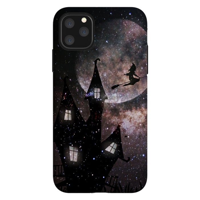 iPhone 11 Pro Max StrongFit Flying witch and dark house at night by Oana 