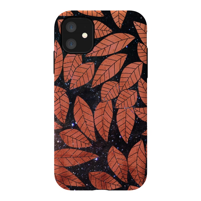 iPhone 11 StrongFit Rust autumn leaves pattern by Oana 