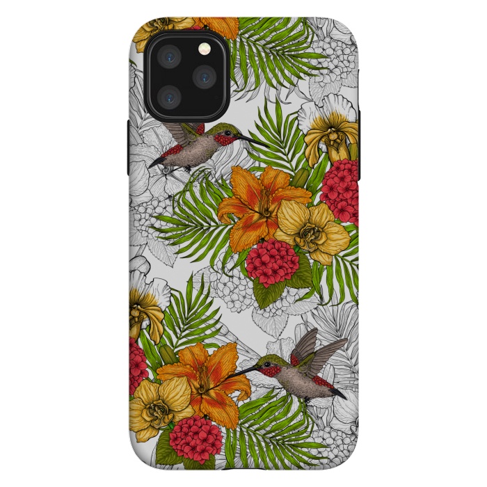 iPhone 11 Pro Max StrongFit Hummingbirds and tropical bouquet by Katerina Kirilova